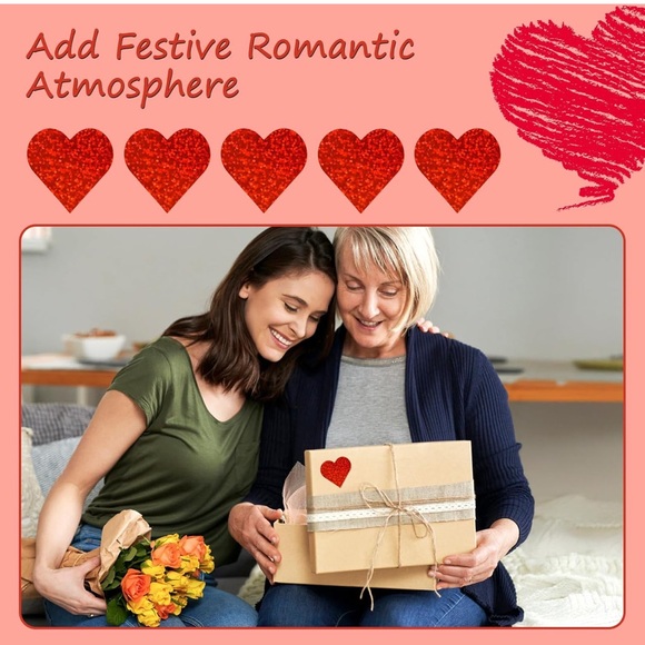 NWT (500) - 1.5” Red Heart Valentine Stickers Heart Sticker Roll Hearts - Picture 4 of 6